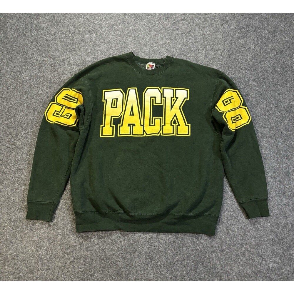 Vintage Green Bay Packers Sweatshirt Size XL Go Pack Go Crewneck Sweater Gildan